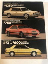 1989 Chrysler Lebaron Vintage Print Ad Advertisement pa11 - £5.16 GBP