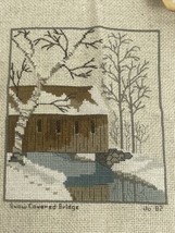 Vintage Crossstitch Snow Covered Bridge Winter Snow Scene - £9.15 GBP