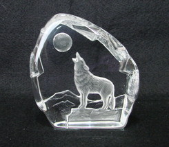 Howling at Moon Wolf Etched Glass Sculpture  - £7.12 GBP