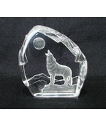 Howling at Moon Wolf Etched Glass Sculpture  - £7.18 GBP