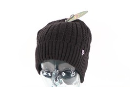 NOS Vtg Streetwear Blank Cable Knit Fleece Lined Winter Beanie Hat Black... - $29.65