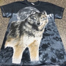 Wolf Graphic Print T Shirt Wolf And Moon Gildan Shirt Adult Small Men’s - £14.01 GBP