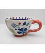 Anthropologie Mug PERCEFOREST Hand Painted Floral Flowers Twisted Handle... - $19.97