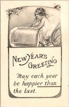 New Year&#39;s Greeting Child Angel Cherub Calligraphy Posted 1913 Antique Postcard - £5.89 GBP