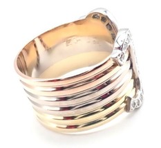 Authentic! Cartier Diamond Double C 18k Tri-Color Gold Band Ring Size 54 US 6.75 - £2,997.58 GBP
