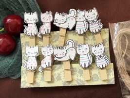 white cat clothespin,paper clips,birthday party favor decorations,special gifts - £2.55 GBP+