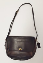 VTG COACH Leather Purse CITY Bag Shoulder Crossbody Black Turnlock w Hangtag - £119.03 GBP
