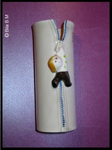 Fitz and Floyd Vintage Hand Painted VASE with Zipper motif - 5 inches tall - $30.00