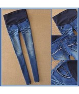 Preggers Straight Leg Blue Denim Expansion Baby Bump Skinny Blue Jeans - £54.30 GBP