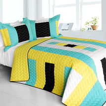 [Enternal Flame] 3PC Vermicelli - Quilted Patchwork Quilt Set (Full/Quee... - £80.58 GBP