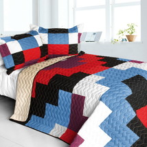 [Shinning] 3PC Vermicelli - Quilted Patchwork Quilt Set (Full/Queen Size) - £80.58 GBP