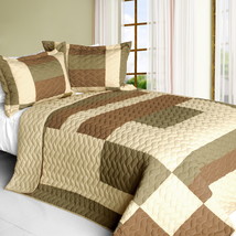 [Solid Serenade] 3PC Vermicelli - Quilted Patchwork Quilt Set (Full/Queen Size) - £80.33 GBP