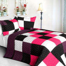[Afterglow] 3PC Vermicelli - Quilted Patchwork Quilt Set (Full/Queen Size) - $101.99