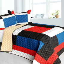 [Water Ballet] 3PC Vermicelli - Quilted Patchwork Quilt Set (Full/Queen Size) - $101.99