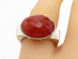 925 Sterling Silver - Faceted Carnelian Square Cocktail Ring Sz 7.5 - RG7784 - £38.63 GBP