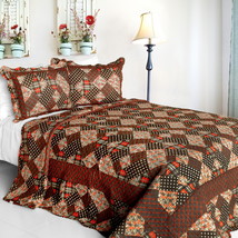 [Bubbly] Cotton 3PC Vermicelli-Quilted Striped Printed Quilt Set (Full/Queen Siz - £69.53 GBP