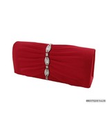 Red Satin Rhinestones Shoulder Clutch Envelope Evening Purse NEW - £31.96 GBP