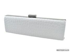 An item in the Fashion category: White Patent Moc Croc Shoulder Clutch Evening Purse NEW