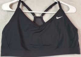 Nike Sports Bra Womens Size XL Black Spaghetti Straps Crossback V Neck Logo - $14.44
