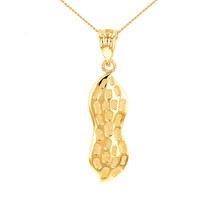 10K Solid Yellow Gold Peanut Ground Nut Pendant Necklace - £114.74 GBP+