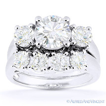 Forever Classic Moissanite 14k White Gold Engagement &amp; Wedding Ring Bridal Set - £1,199.23 GBP+