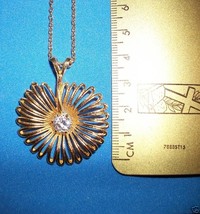 Fashion Gift Jewelry Flower Crystal Pendant Gem Gold Tone 17" Chain Necklace New - $4.74