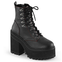 Sale Demonia ASST100/BVL Platform Black Red Stitch Goth Ankle Boots Women&#39;s 8 - £87.12 GBP