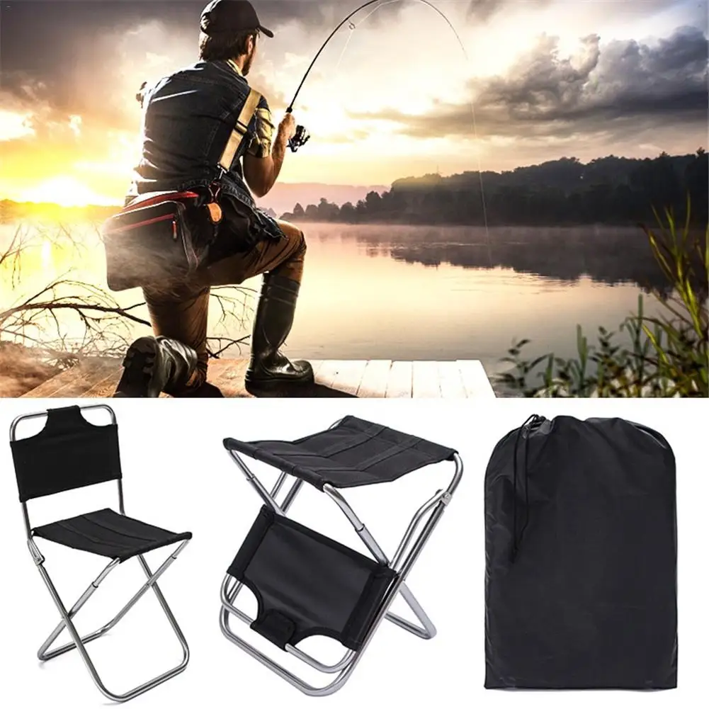 Aluminum Folding Chair Outdoor Fishing Camping Picnic Climbing Stool Cloth Bag - £24.90 GBP