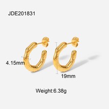 Trendy Fashion Statement Hoop Earrings 18k Gold Stainless Steel CC Shaped Huggie - £7.76 GBP