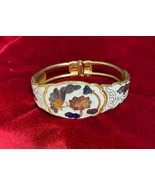 Floral Cloisonne Enamel Spring Hinge Vintage Bracelet - $912.32 MXN