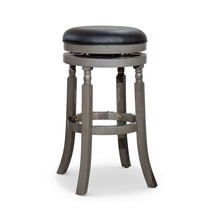 Weathered Gray 30&quot; Bar Stool w/ Black Leather - £142.61 GBP