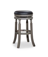 Weathered Gray 30&quot; Bar Stool w/ Black Leather - $253.01 CAD