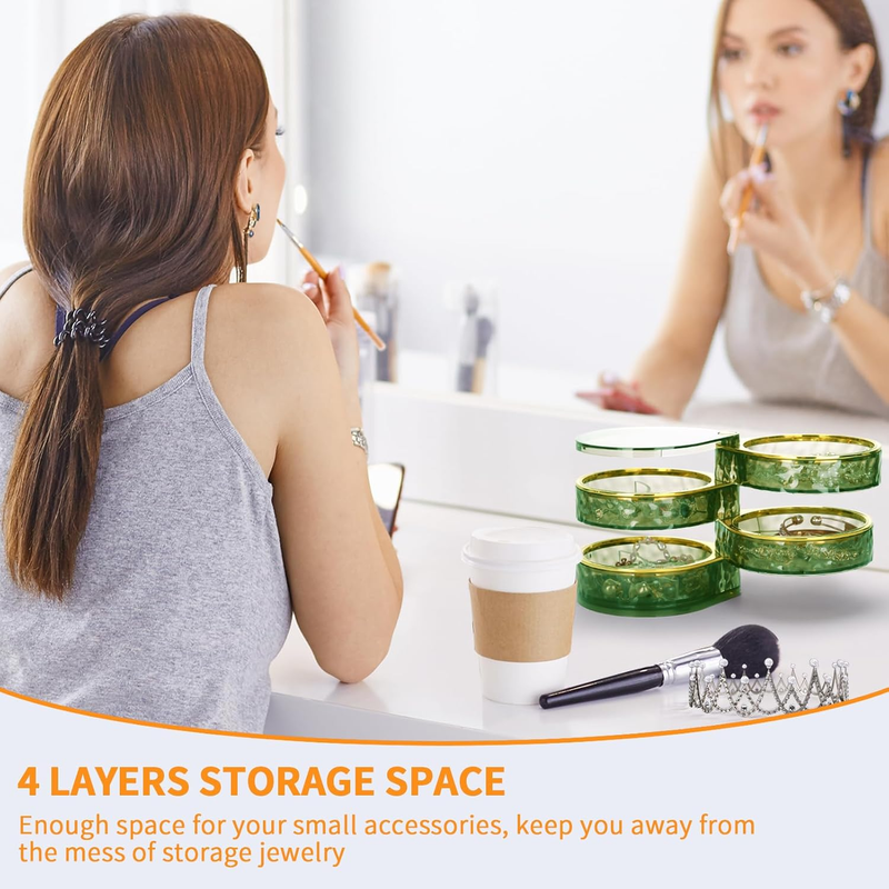 LETURE 4-Layers Rotatable Jewelry Organizer Storage Box, Clear Jewelry Holder Ca Item image 3