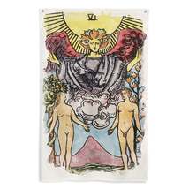 Decorative Tapestry Of The Lovers Tarot Card | Esoteric Home Decor Mystical Flag - £32.28 GBP
