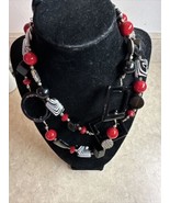 Vintage Chunky Mixed Geometric Plastic Glass Metal Necklace 37” - $37.39