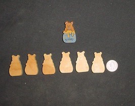 LOT of 6  MINIATURE Unfinished  Wood Bear In Honey Pot NEW - £2.19 GBP