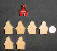 Lot Of 6  Miniature Unfinished  Wood School House New - £2.27 GBP