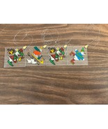 Vintage Glass Window Hanging Hand Painted Sun Catcher Square Ornament Xm... - $26.83 CAD