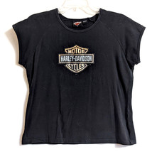 Harley Davidson Barnett T-Shirt Black Cap Sleeve Womens Large 2005 El Paso Texas - £9.58 GBP