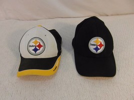 (2) Unisex NFL Pittsburgh Steelers Black White Yellow Reebok Fitted Hat 33199 - £19.37 GBP