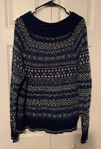 Chaps Shades of Blue With White Pull Over Sweater  - Women&#39;s Sz XL - £11.62 GBP