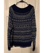 Chaps Shades of Blue With White Pull Over Sweater  - Women&#39;s Sz XL - $14.88
