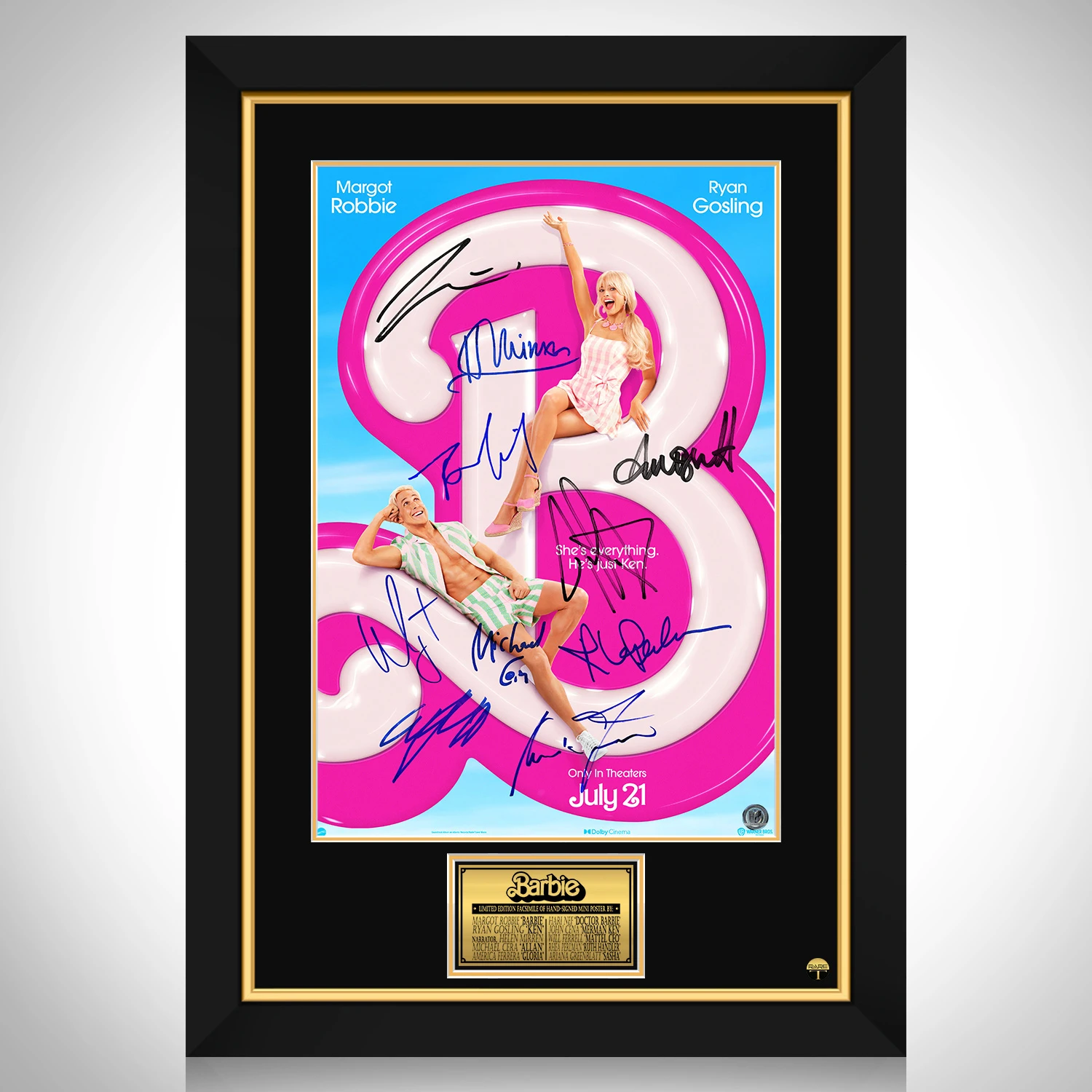 Barbie Movie Mini Poster Limited Signature Edition Custom Frame  - £242.15 GBP