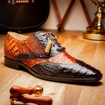 Men's Shoes Genuine caiman crocodile Luciano Brown / Cognac image 9