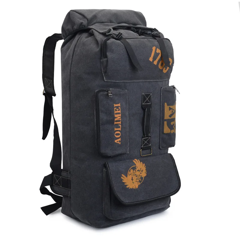 100L Hi Camping Backpack Canvas Outdoor Mountaineering Bag Men  Travel R... - €98,78 EUR