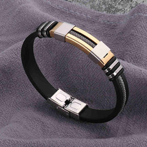 4 Color Stainless Steel Silicone Bracelet Men Jewelry WristBand Punk Style New D - £9.40 GBP