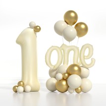 Boys Or Girls 1St Birthday Decorations Kits - 40 Inch Cream Number 1 And 18 Inch - £13.29 GBP