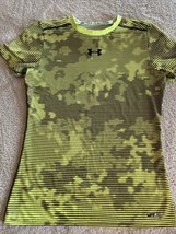 Under Armour Boys Neon Yellow Black Short Sleeve Shirt Fitted Large 12-14 - £7.44 GBP