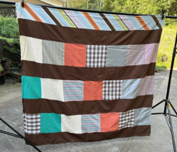 Handmade Quilt Machine stitched patchwork 60x65&quot; bed cover lap quilt lightweight - £20.57 GBP