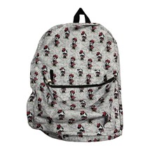 Disney Minnie Mouse Gray Printed Backpack With Adjustable Straps &amp; Front... - £14.44 GBP